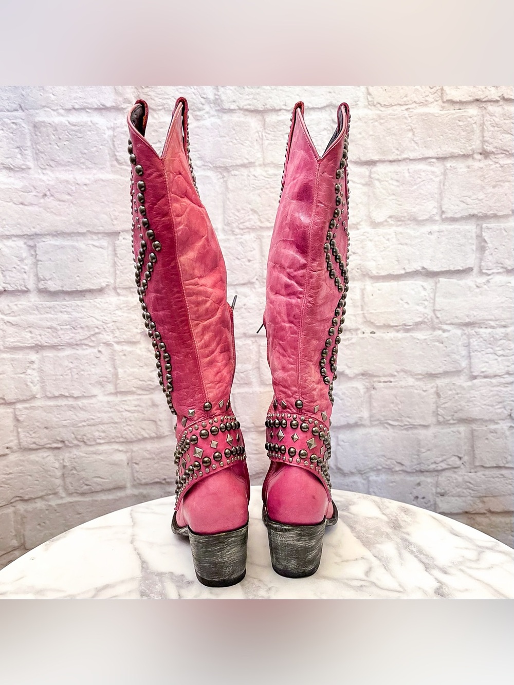 Old Gringo Belinda Studded Tall Boots Pink 5.5B EUC - Picture 8 of 12